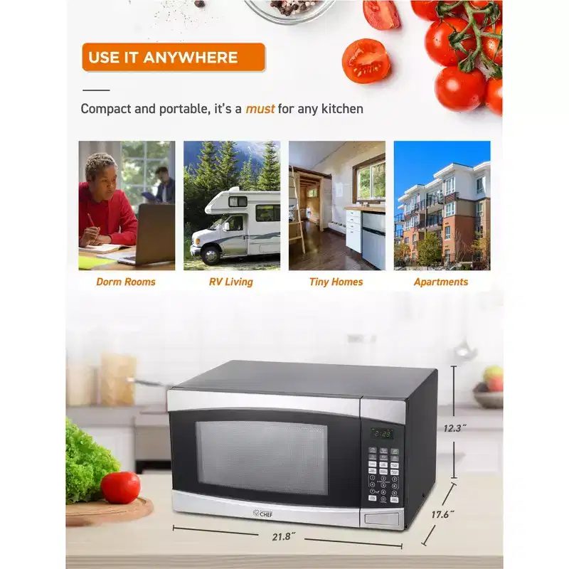 COMMERCIAL CHEF Countertop Microwave Oven 1.4 Cu. Ft. 1100W