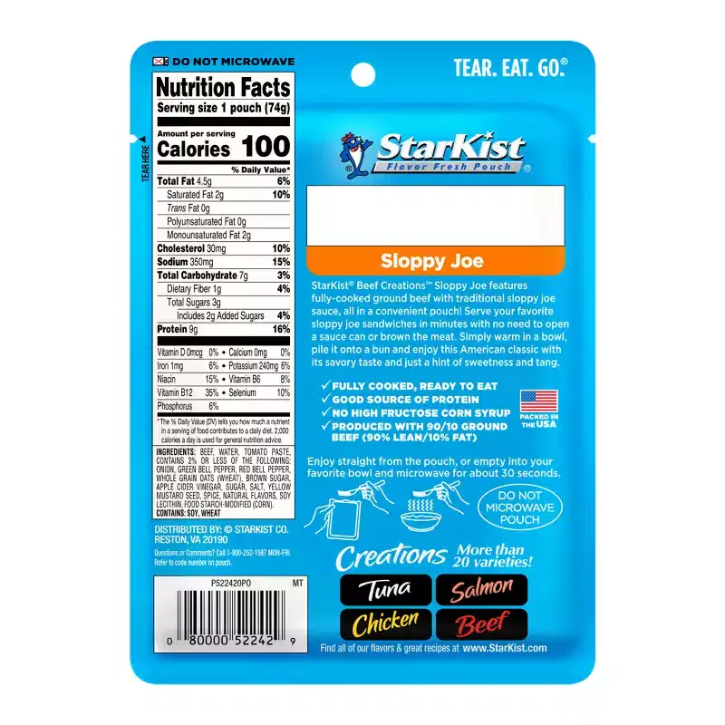 Starkist Beef Creations Sloppy Joe - 2.6oz