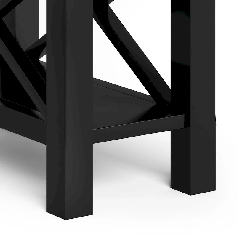 Solid Wood Narrow Side Table with 1 Drawer & Bottom Shelf, 14