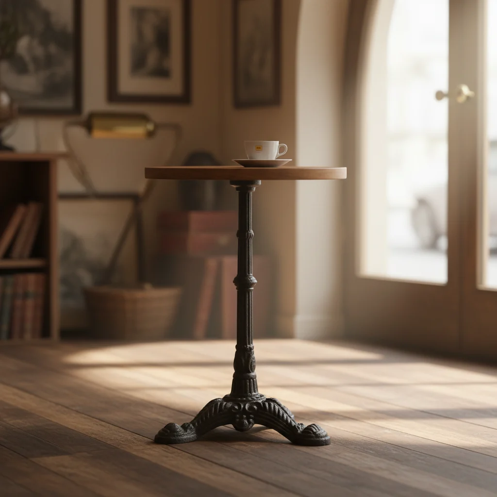 28 Black And Wood Brown Solid Wood And Iron Round End Table - 28