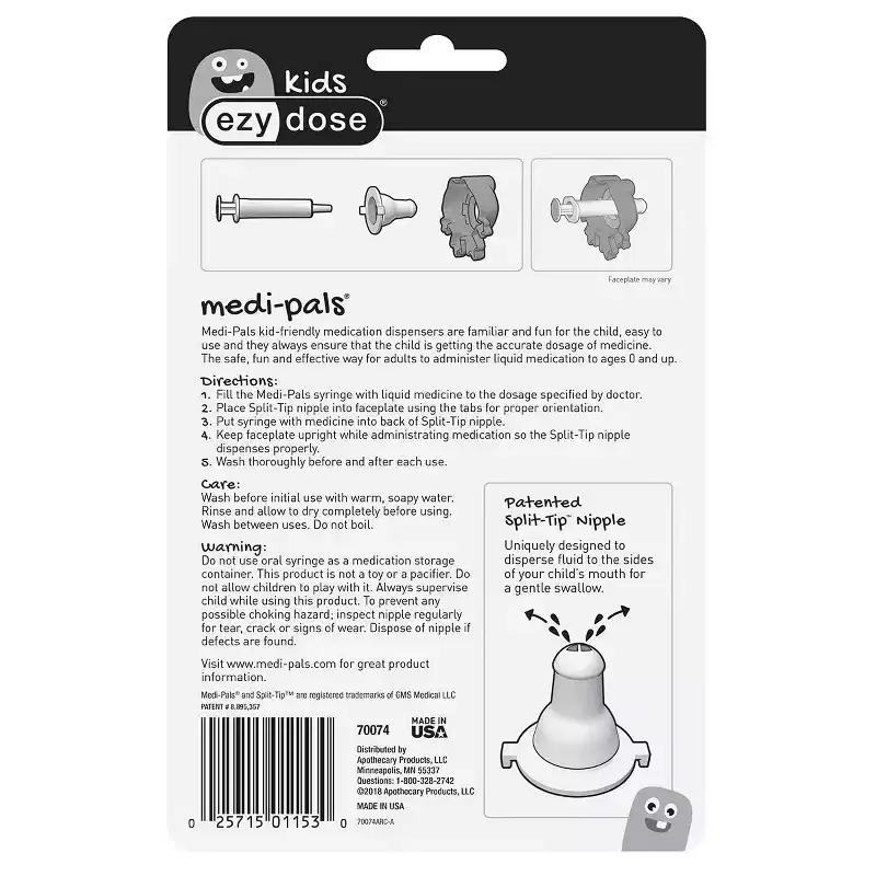 Ezy Dose Kids Medi-Pals Children's Oral Medicine Dispenser for Accurate Liquid Dosing, 5 mL