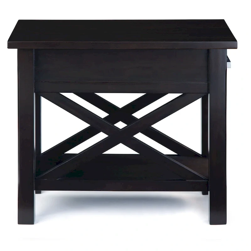 Solid Wood Narrow Side Table with 1 Drawer & Bottom Shelf, 14