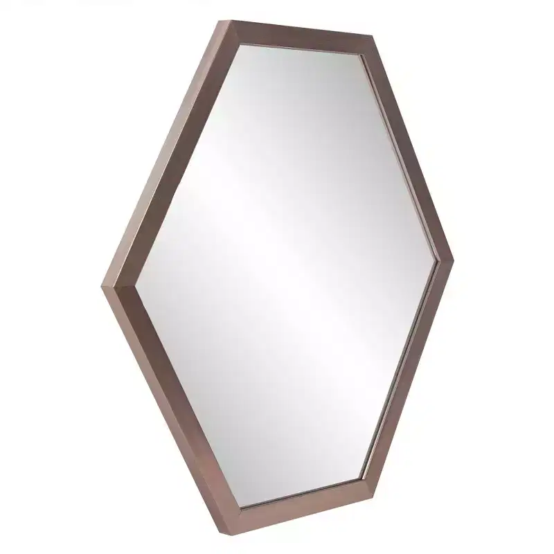 Hexagonal Wall Mirror with Graphite Foil Frame, Modern Industrial Decor, 30