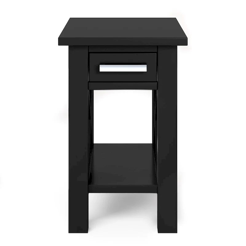 Solid Wood Narrow Side Table with 1 Drawer & Bottom Shelf, 14