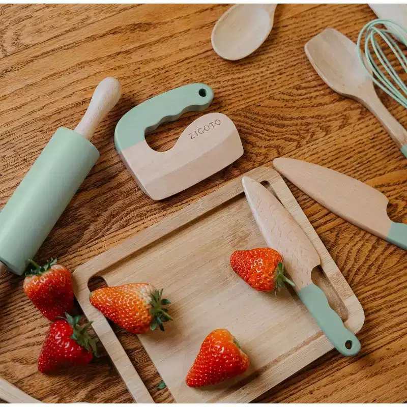 Wooden Cooking & Baking Set for Kids  Safe, Real Kitchen Tools  Durable Utensils, Perfect Gift for Creating Lasting Family Memories