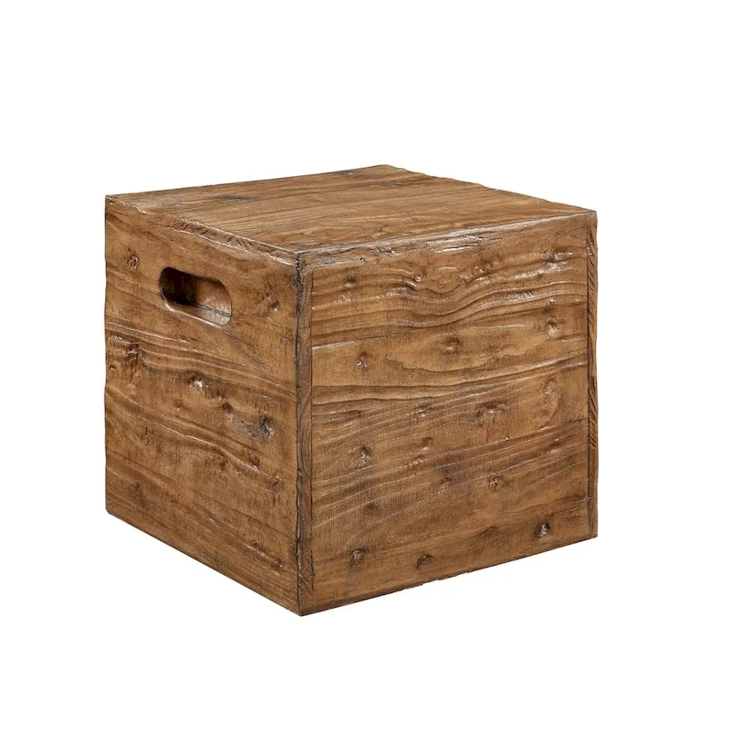 Rustic Square Wood Crate Side Table
