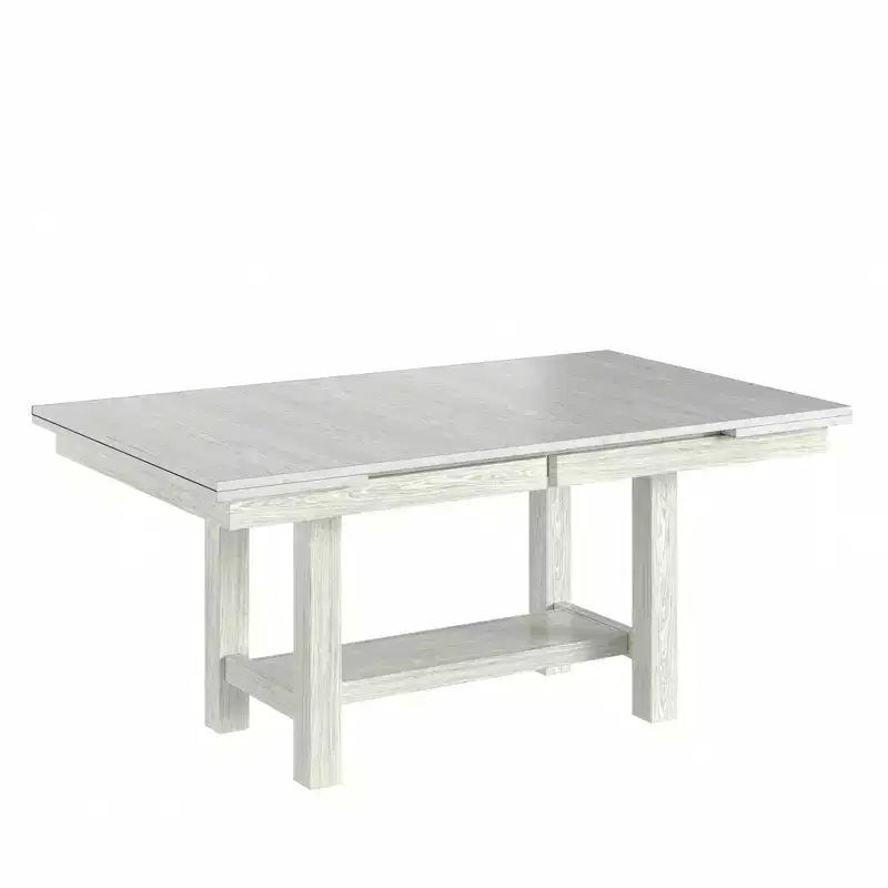 VECELO Rustic 7-Piece Extendable Dining Table Set for 6, Rubber Wood Table and 6 Armless Upholstered Dining Chairs, Gray