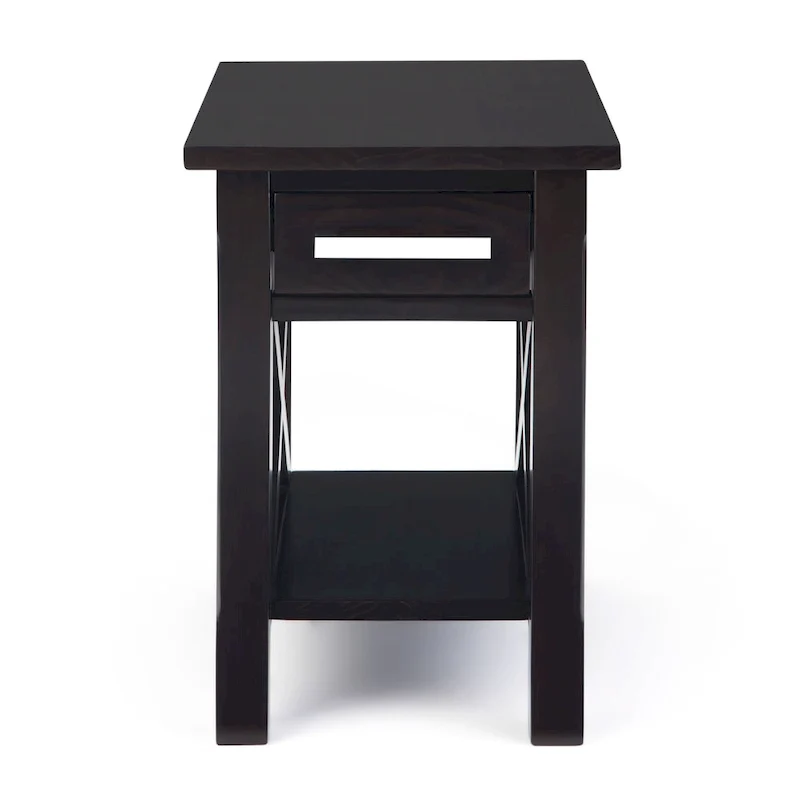 Solid Wood Narrow Side Table with 1 Drawer & Bottom Shelf, 14