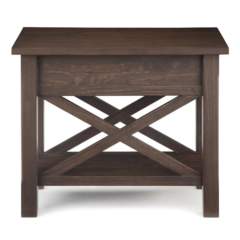 Solid Wood Narrow Side Table with 1 Drawer & Bottom Shelf, 14