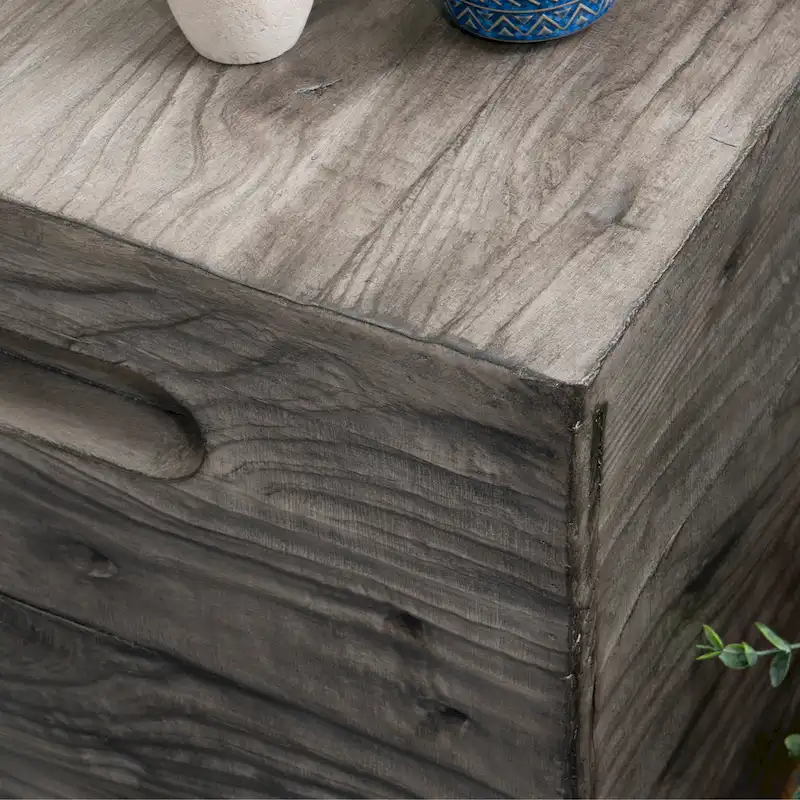 Rustic Square Wood Crate Side Table