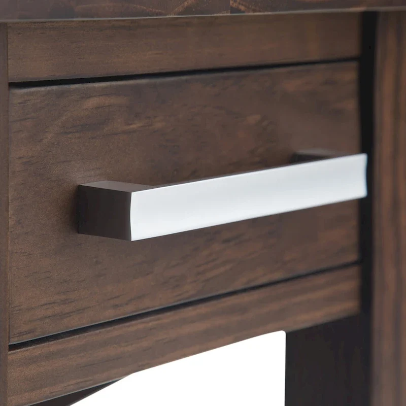 Solid Wood Narrow Side Table with 1 Drawer & Bottom Shelf, 14
