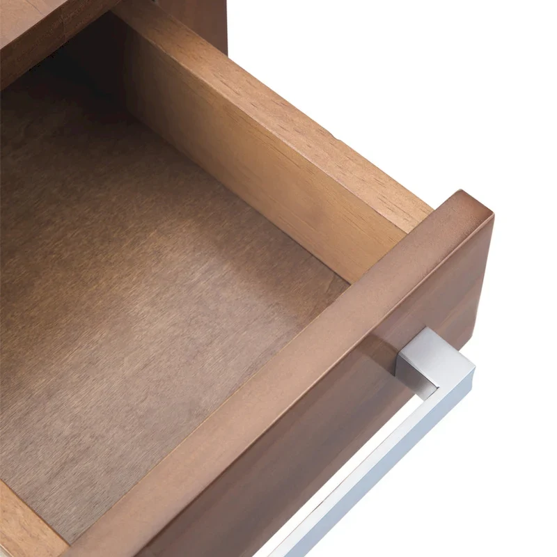 Solid Wood Narrow Side Table with 1 Drawer & Bottom Shelf, 14
