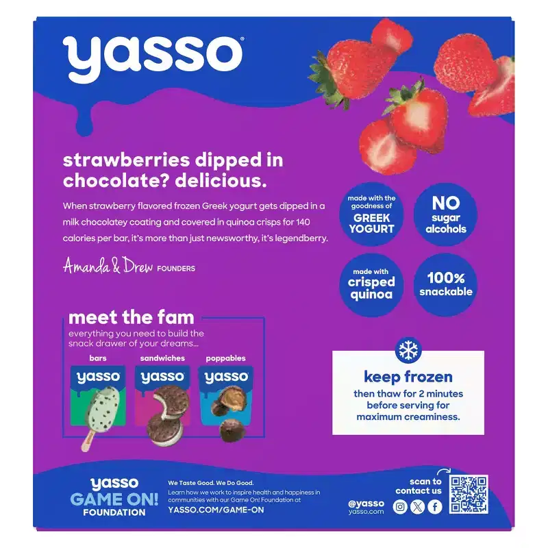 Yasso Frozen Greek Yogurt Indulgent Strawberry Chocolate Crunch - 10.6 fl oz/4ct