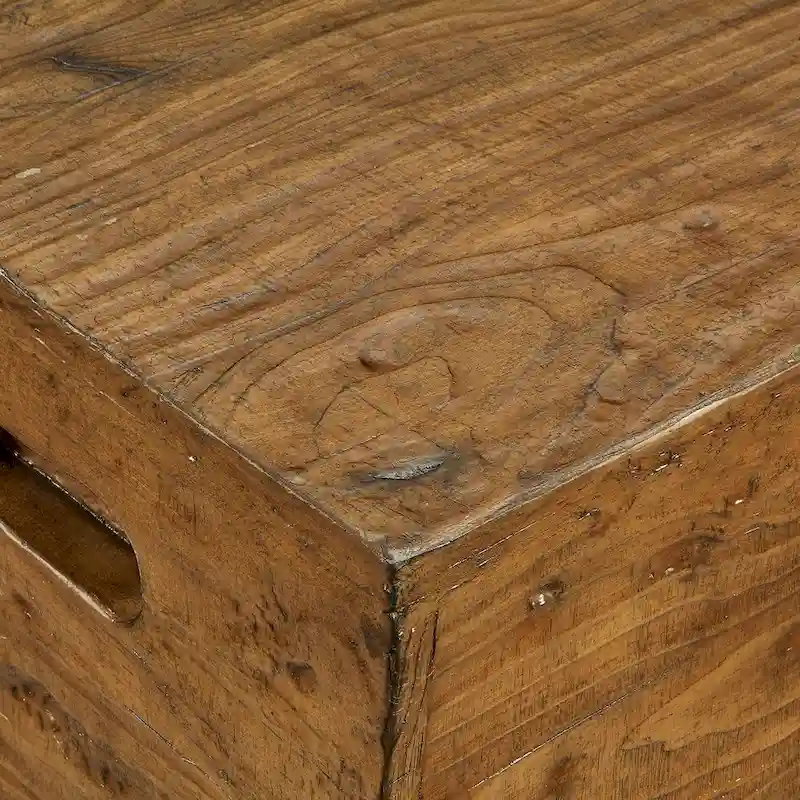 Rustic Square Wood Crate Side Table