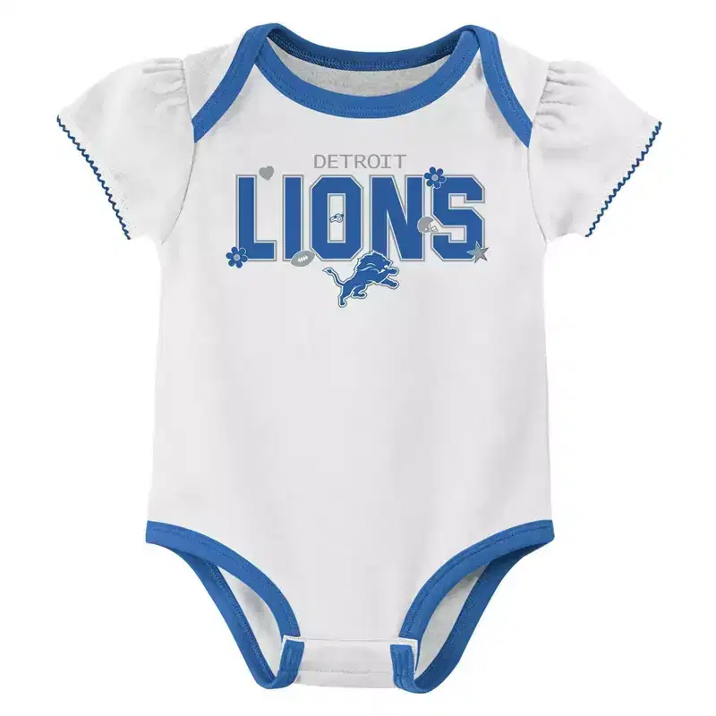NFL Detroit Lions Girls' White 3pk Bodysuit