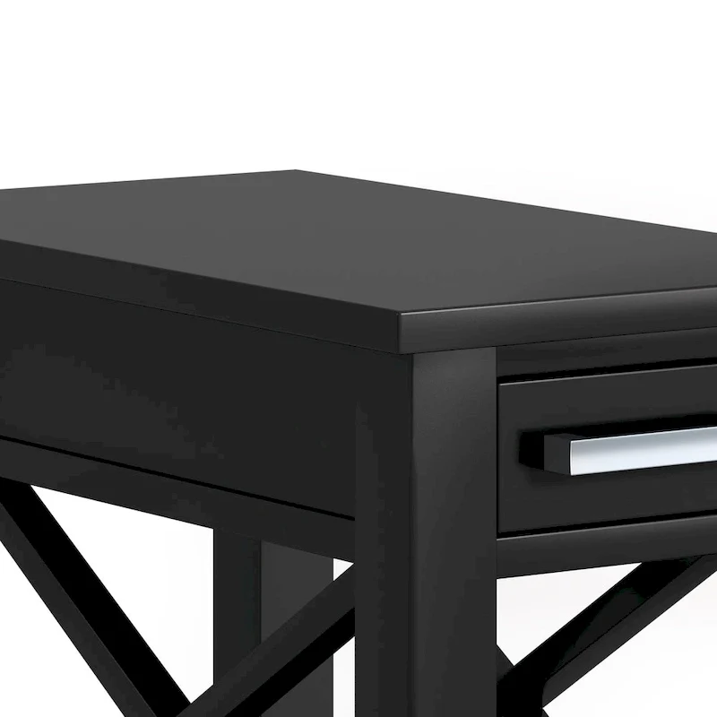 Solid Wood Narrow Side Table with 1 Drawer & Bottom Shelf, 14